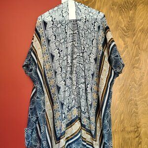 Paparazzi kimono blue/tan/white boho OSFA